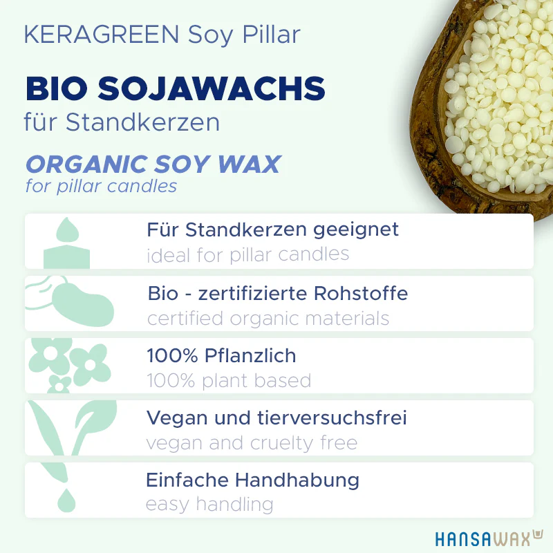 Bio-Sojawachs für Standkerzen 'Keragreen Soy Pillar' - Image 4