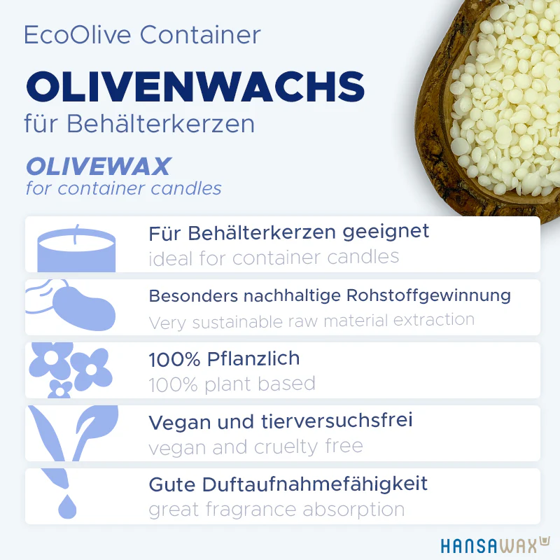 Olivenwachs für Behälterkerzen 'EcoOlive Container' - Image 4